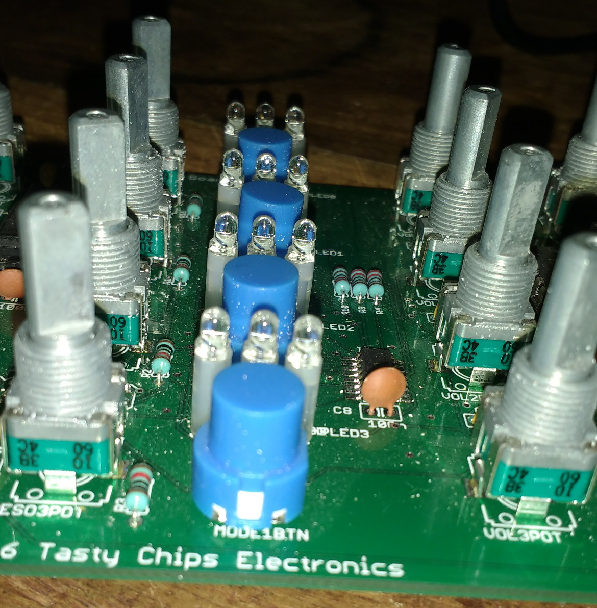 LED orientation on the VV board. Look inside the LED's lens and check the direction of gap.