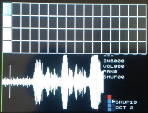 A sample being displayed along with start (yellow), loop start (green) and loop end (red) pointers.