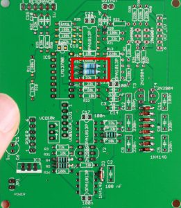 Positions of the 470 ohm resistors on the analog PCB.