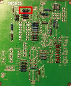 Position of the 1M resistors on the analog PCB.